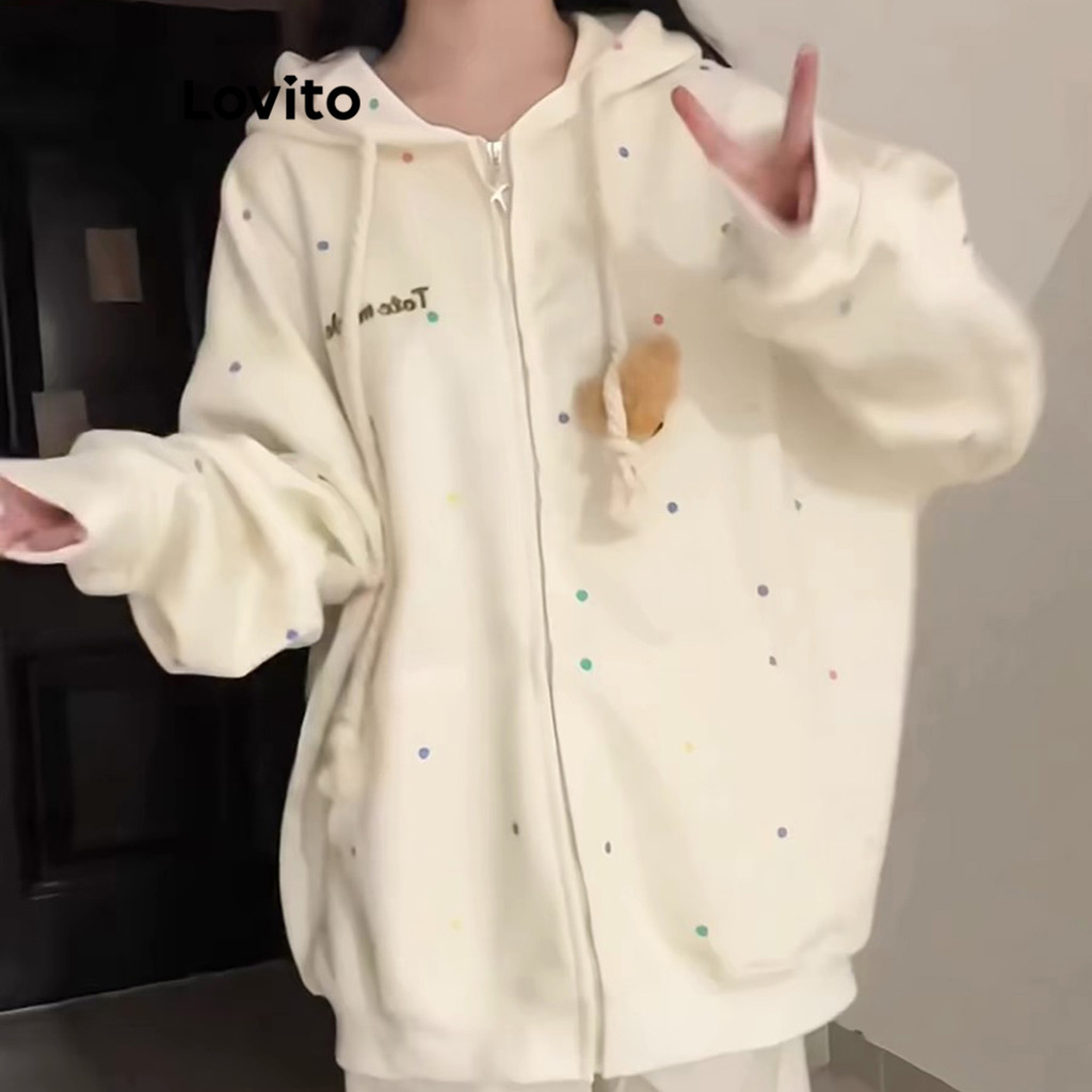 Lovito เสื้อแจ็คเก็ตลายดอกไม้ ดิทซี่ แบบสบาย ๆ สำหรับผู้หญิง LNA74129
