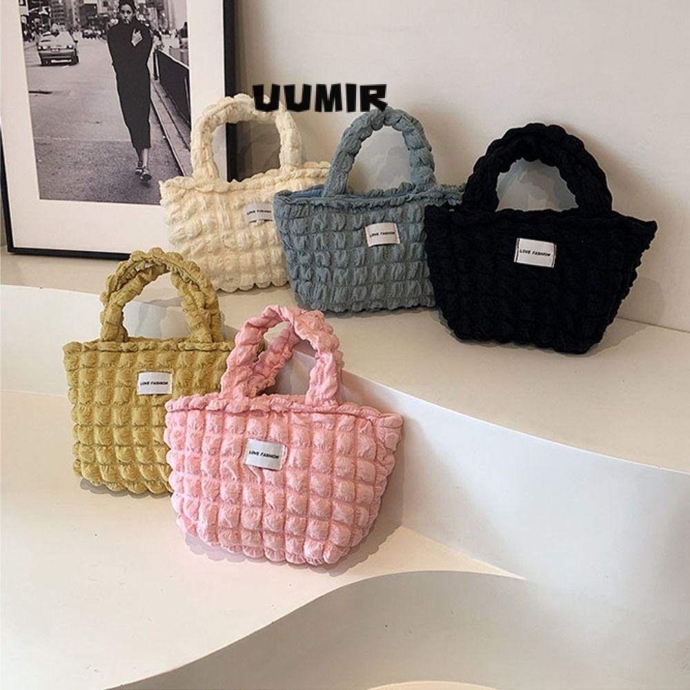 UUMIR สีทึบ สิริ,จีบฟองกระเป๋าถือรักแร้กระเป๋าผู้หญิงลายสก๊อตกระเป๋าถือขนาดเล็ก,น่ารักที่มีซิปการจัดเก็บการเดินทางกระเป๋าสะพายกระเป๋าช้อป