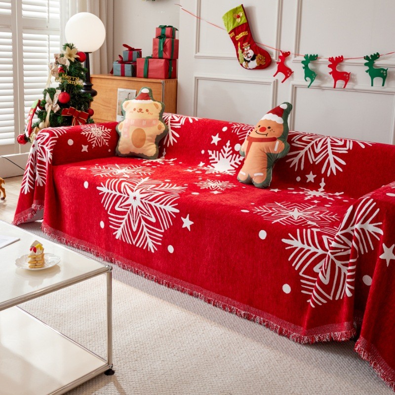 Chenille Slipcover Jacquard ผ้าคลุมโซฟาคริสต์มาส Four Seasons Universal ผ้าคลุมโซฟาผ้าห่ม