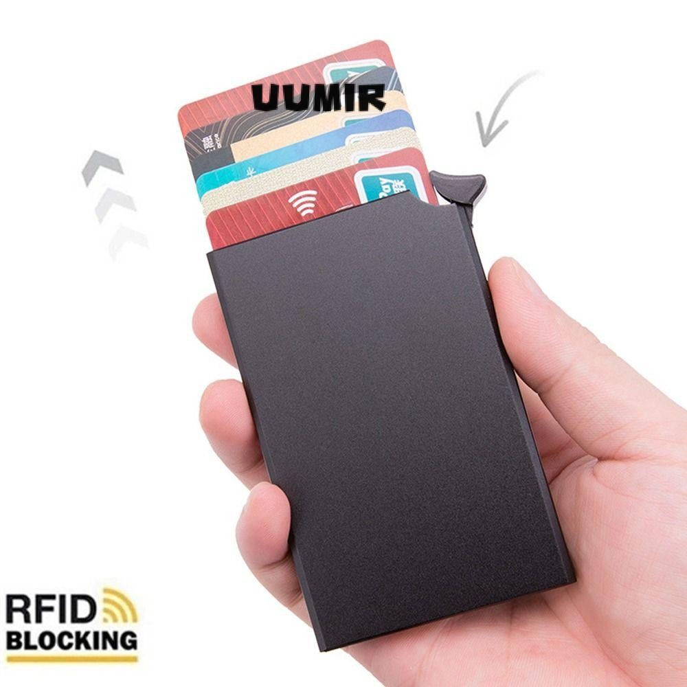 UUMIR กระเป๋าใส่บัตรเครดิต,อลูมิเนียมอัลลอยด์ Pop Up RFID Card , Creative Automatic Anti-theft Wallet ID Card Protector กระเป๋าธุรกิจ