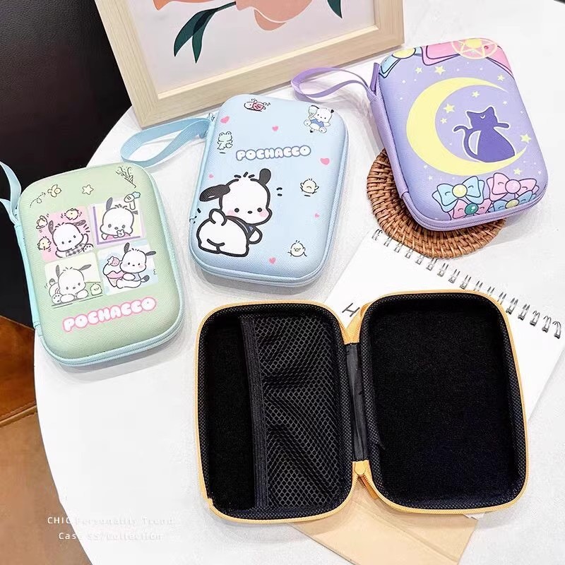 การ์ตูนน่ารัก Sanrio Anime Kitty Kuromi Pochacco MelodyEarphone Case สายชาร์จเหรียญ Hard Disk Travel แบบพกพากระเป๋า Organizer สาวเด็กเทศกาลของขวัญ
