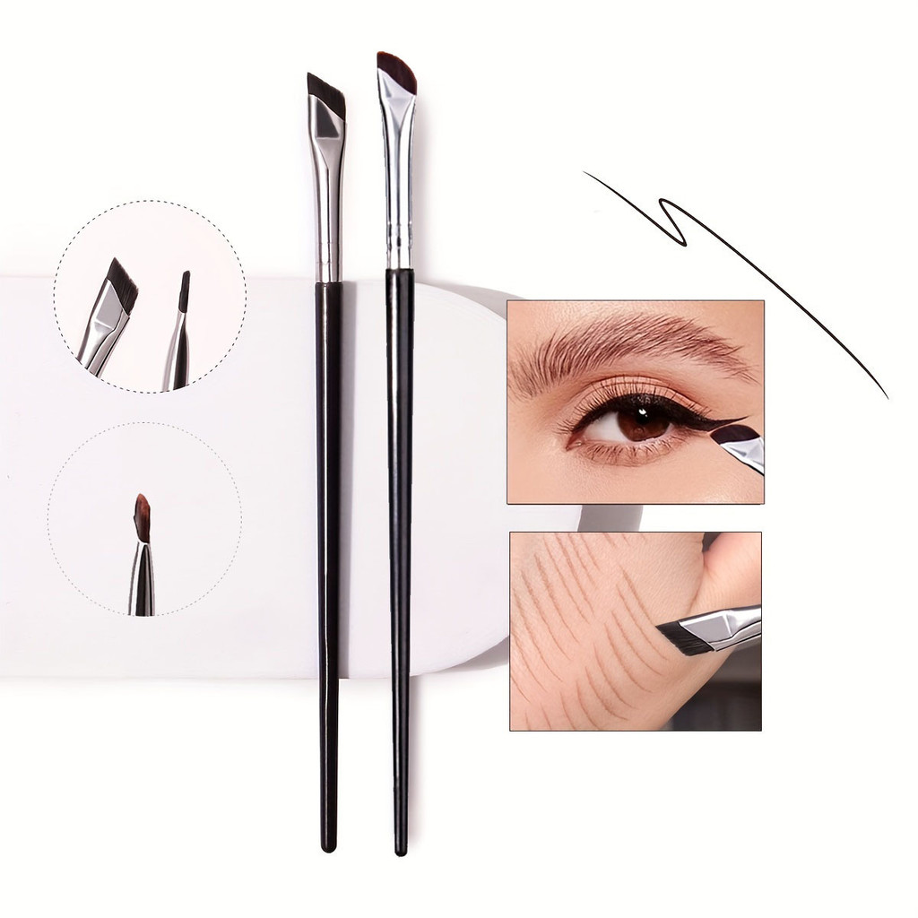รูปแบบใหม่ Single Sickle Blade Eyeliner Brush Oblique Shadow Contour Brush Eye Detail แปรงแต่งหน้า Lying Silkworm Brush