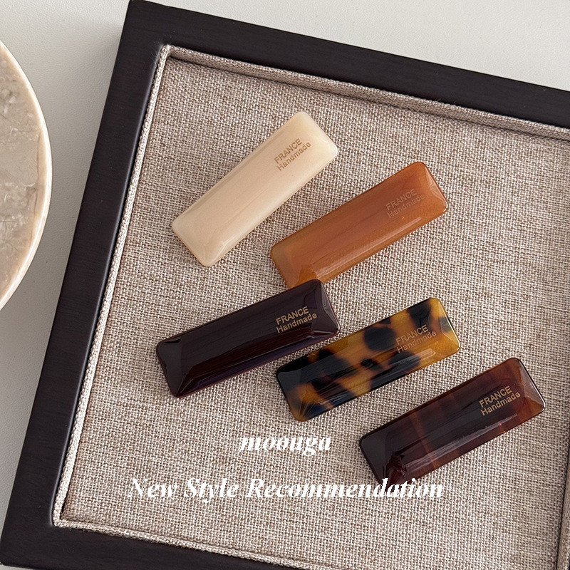 Mouga/simple Gold Label Acetate Texture รูปสี่เหลี่ยมผืนผ้า Duckbill คลิปสีกาแฟ Series ด้านข้าง Bangs Hairpin คลิปอุปกรณ์เสริมผม