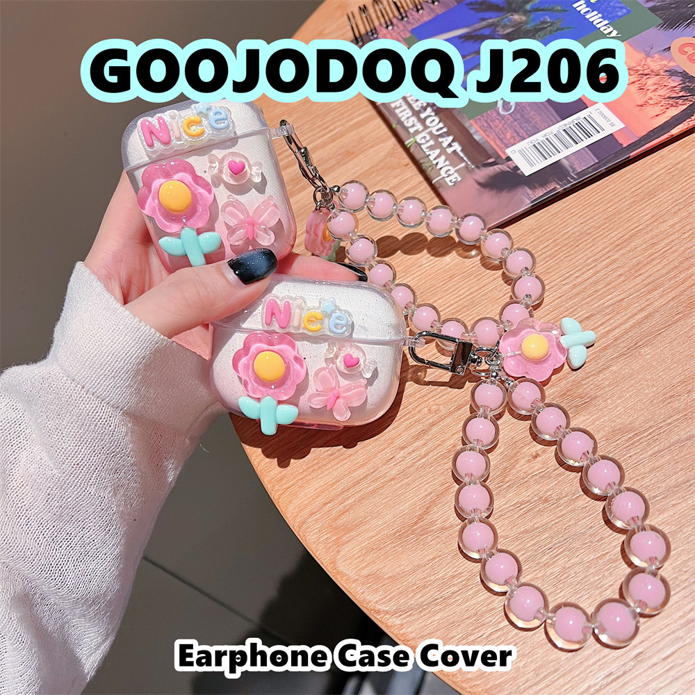 imamuraFor Goojodoq J206 เคสซิลิโคนอ่อนนุ่มหูฟังเคส DIY ดอกไม้สีฟ้า
