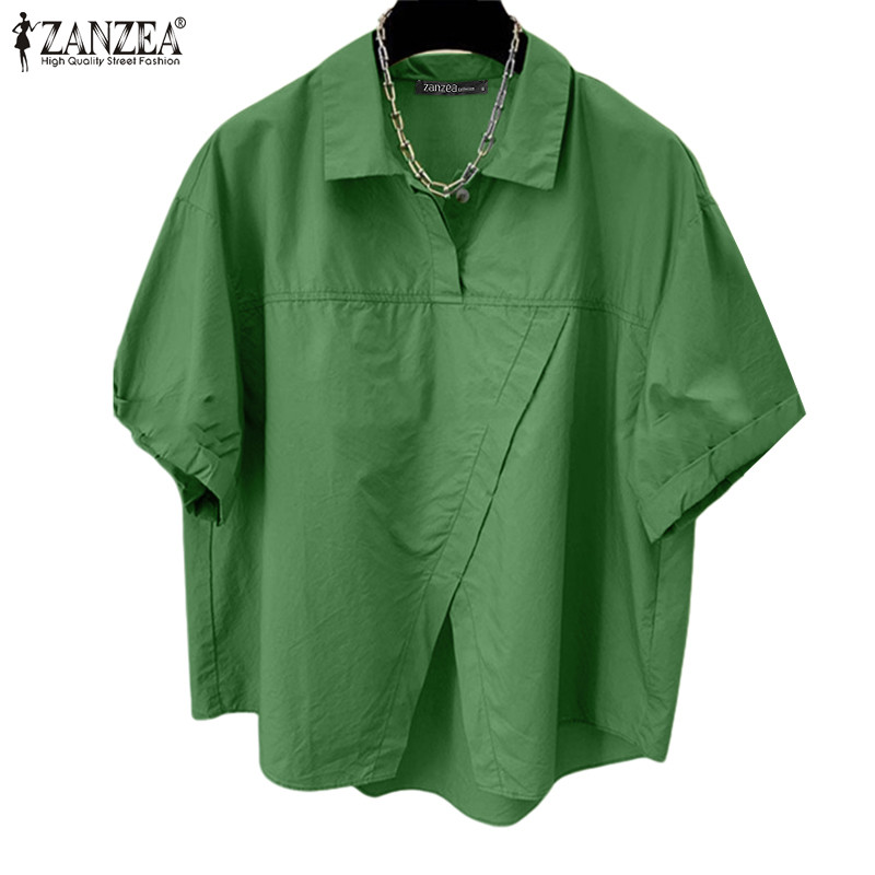 Zanzea เสื้อเย็บปะติดปะต่อกันสีทึบแฟชั่นเกาหลีสําหรับผู้หญิง