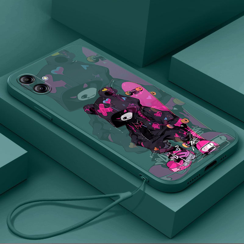 ปลอก Samsung A04 A04E A04s เคสโทรศัพท์ หมีสกู๊ตเตอร์อินเทรนด์พร้อมเชือกเส้นเล็กความงามซิลิโคน TPU Soft Shell ดีไซน์ใหม่กันกระแทก CASE