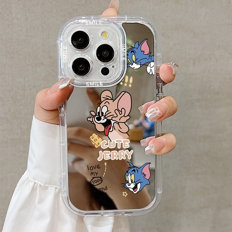 Lucky Lovely Jerry Tom and Jerry Case Hp Iphone 7 Plus X Xs Xr 11 12 13 14 15 Pro Max Premium Mirror