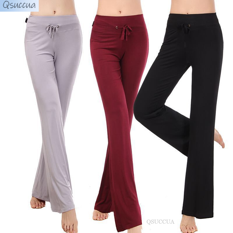 Qsuccua ผู้ใหญ่ผู้หญิง Square Dance Yoga Body Slim Fit กางเกงบานเอวกลาง