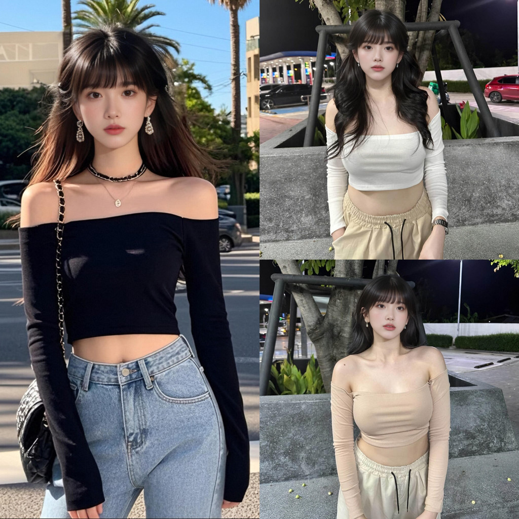 พร้อมส่งเสื้อครอปแขนยาวแฟชั่นเกาหลีสุดน่ารัก ดีไซน์เรียบง่ายและทันสมัย – โปรปัง