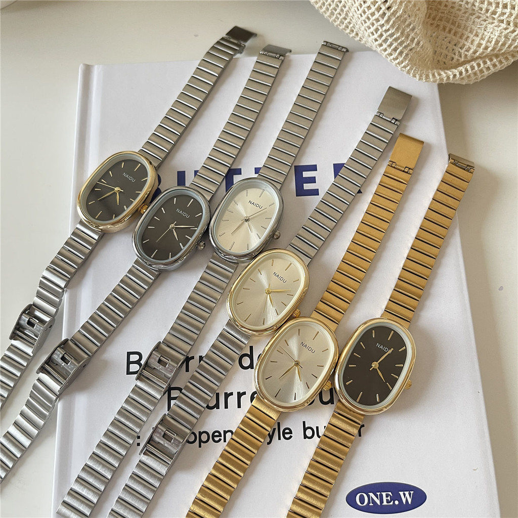 Beirsute หรูหรานาฬิกาหน้าปัดเล็กหญิง Simple Classy Oval Niche Design ins สไตล์นาฬิกาขนาด