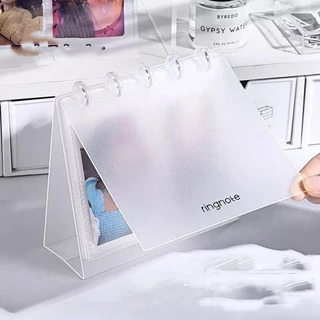 CAJA1 ที่ใส่โฟโต้การ์ด, อัลบั้มภาพตั้งโต๊ะแบบใส DIY, ความเรียบง่ายในการตกแต่งภาพการ์ดไอดอลขนาด 3 นิ้ว/3.5 นิ้ว
