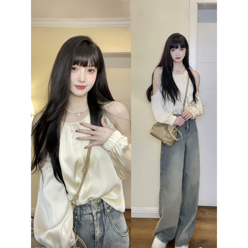 N-Yoda เสื้อเกาะอกฝรั่งเศสเสื้อแขนยาวสไตล์ใหม่