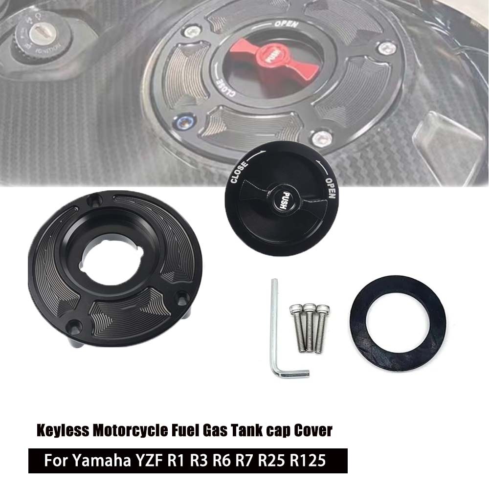 สําหรับyamaha YZF R1 R3 R6 R7 R25 R125 2010-2023 2022 Keylessรถจักรยานยนต์การใช้แก๊สถังฝาครอบ