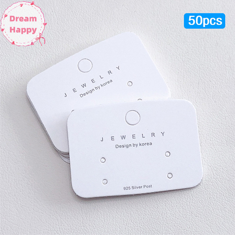 Dreamhappy 50 ชิ้น Minimalist กระดาษกระดาษแข็งสีขาวบรรจุการ์ดต่างหูบรรจุการ์ด DIY ต่างหูสตั๊ดขายปลีกราคาป้าย TH
