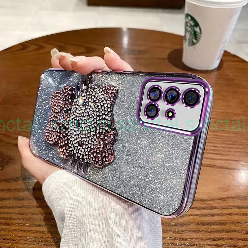 เคส Samsung A51 A71 M51 หรูหรา ชุบแฟลช เคสโทรศัพท์สําหรับ พร้อมเพชร เคที แคท โปร่งใสป้องกันกันกระแทก เคสโทรศัพท์ Samsung A51 A71 M51