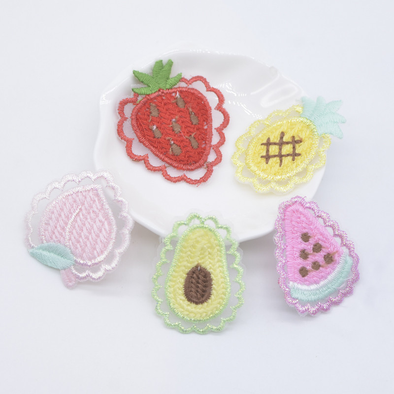 10 ชิ้นปักตาข่ายแตงโมสับปะรดพีชอะโวคาโดสตรอเบอร์รี่สําหรับ DIY Headwear กิ๊บติดผมตกแต่งเสื้อผ้าหมวกรองเท้าแพทช์