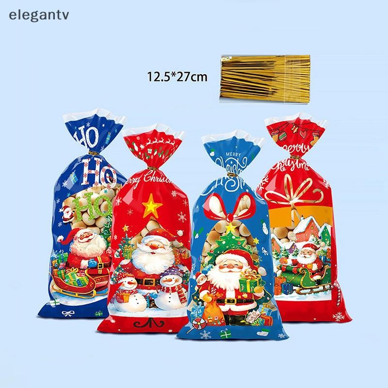 Egn 50 ชิ้นคริสต์มาส Series ถุงขนมผูก 2024 คุกกี้คริสต์มาสถุงบรรจุ Santa Snowman ถุงของขวัญตกแต่งคริสต์มาส N