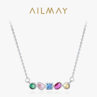 ไม่เป็นไร ดีไซน์เรขาคณิตสีรุ้ง 925 สร้อยคอเงินแท้สําหรับผู้ห…