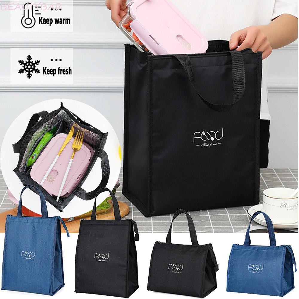 Beautybar8 กระเป๋าเก็บความเย็น Travel Navy blue กล่องเก็บอาหารกระเป๋าถือ Hand Zip Thermal Insulated Picnic Bag