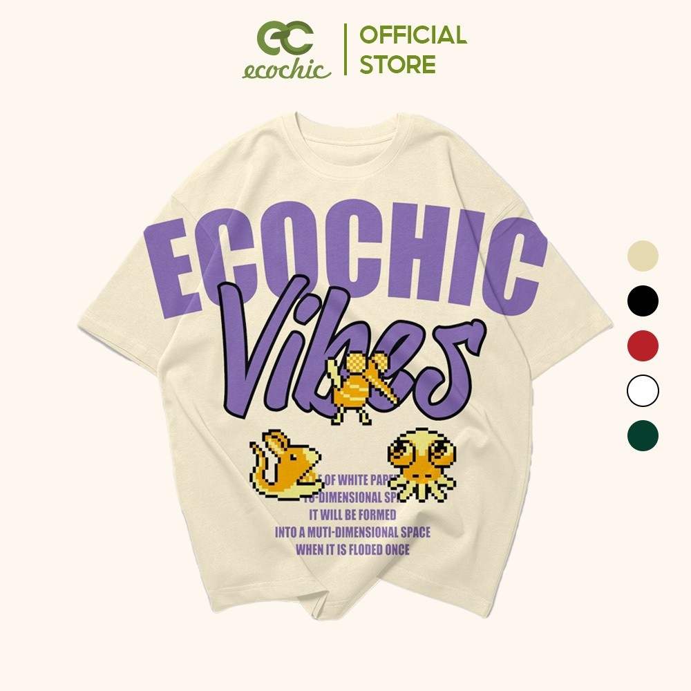 🎀 Ecochic VIBES Tee Local Brand ของแท้ Unisex Loose Form Oversize Premium Cotton 100% D720