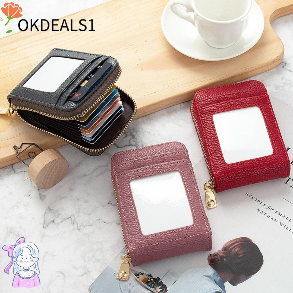 Dealshop กระเป๋าสตางค์ใบสั้น, ป้องกันการล้างอํานาจแม่เหล็ก กระเป๋าใส่เหรียญซิป, กระเป๋าการ์ดสไตล์ออร์แกนหลายช่องผู้หญิงผู้ชาย