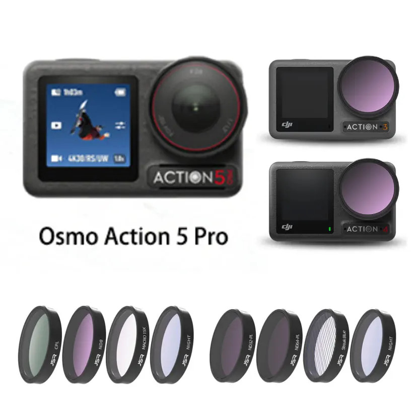 Osmo Action 5 Pro เลนส์กรอง UV CPL ND8/16/32/64 Macro 10X Star Night Streak ชุดกรองสีฟ้าสําหรับ DJI Action 5/4/3 อุปกรณ์เสริม