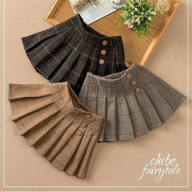 2024 New Girls Fashion Skirt Spring and Summer Western Style Pleated Skirt Medium and Big Children All-Match Little Girl Short Skirt uP4E