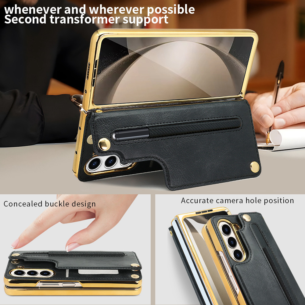 หรูหรา Anti-DROP สําหรับ Samsung Galaxy Z Fold6 Z Fold5 Fold4 แฟชั่นการออกแบบคลาสสิก Z พับ 6 5 4 Lanyard เคสโทรศัพท์