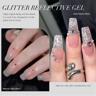 【Local】UR SUGAR ยาทาเล็บเจลสะท้อนแสงประกายเงินเงา UV Gel กึ่งถาวร Soak Off UV Gel 15ml
