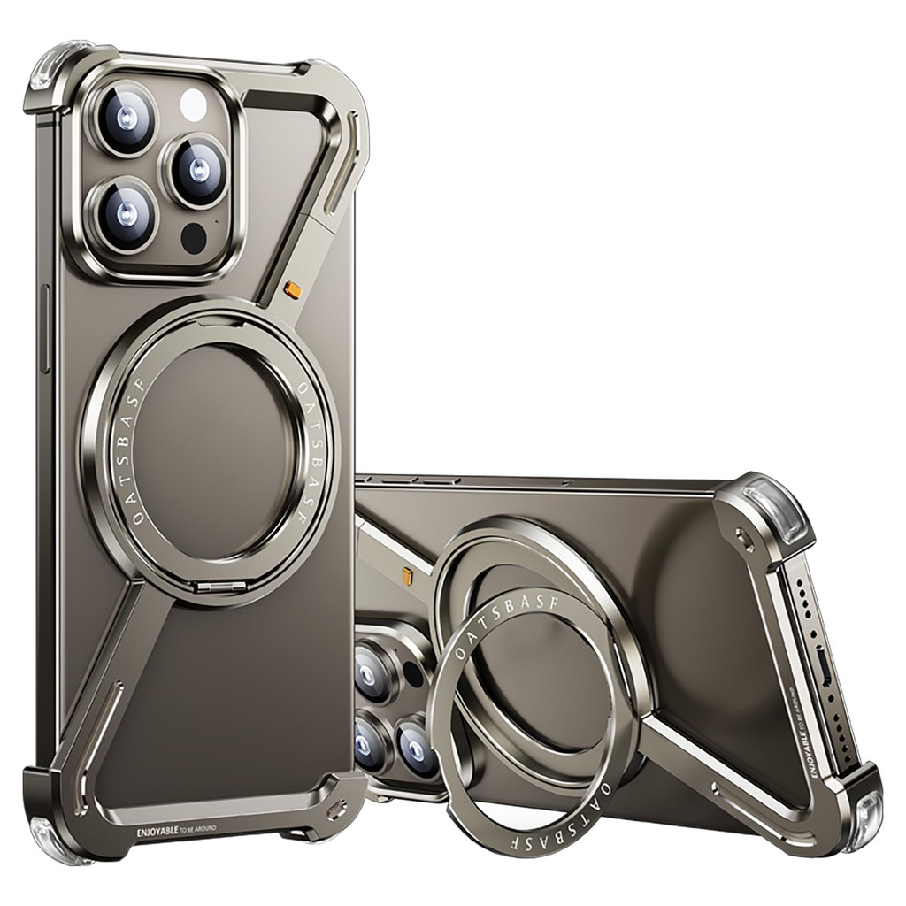 Z รูปร่างอลูมิเนียมอัลลอยด์ไม่มีขอบเคสโทรศัพท์แม่เหล็กสําหรับ Iphone 16 15 14 13 Plus Pro Max ขาตั้งโลหะ Magsafe บัฟเฟอร์ปกแข็ง