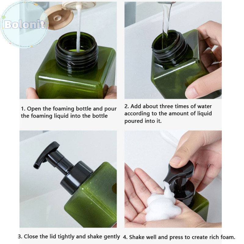 Bolonit 250/450ml Mousse Facial Cleanser โฟมขวดปั๊มพลาสติก Mini ขวดเปล่ารีฟิลสําหรับทําความสะอาดเครื่องสําอาง TH