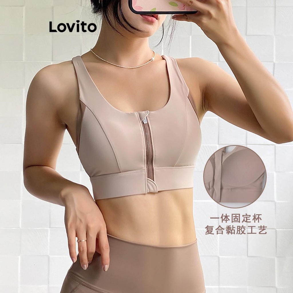 Lovito ชุดชั้นในกีฬาซิปธรรมดาสำหรับผู้หญิง LNL68376