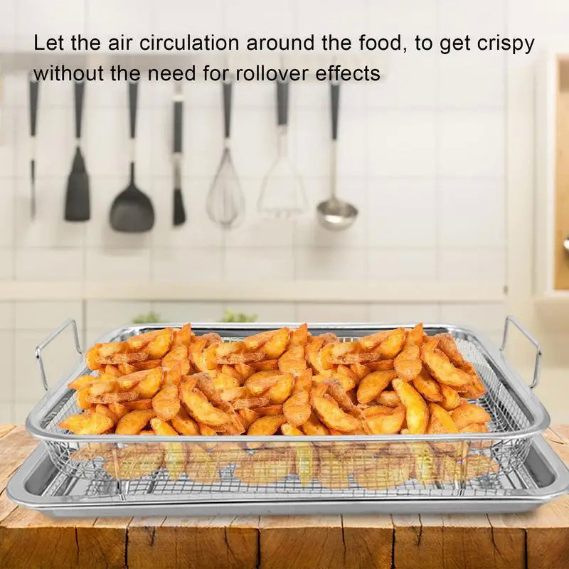 Nonstick French Fries Mesh Basket Drainer Grill Kitchen Tools Copper Color Baking Pan Stainless Stee