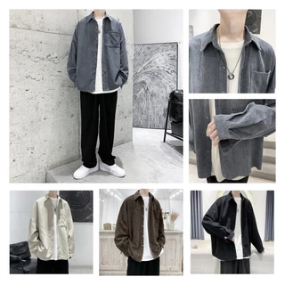 56MEN Men Shirt Fashion C601 เสื้อเชิ้ตผู้ชาย เสื้อลูกฟูก เชิ้ตแขนยาว สีพื้น เสื้อคลุม เชิ้ตลำลอง
