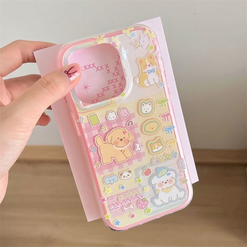 Healing Puppy เหมาะสําหรับ iPhone15 เคสโทรศัพท์ iPhone16 หญิง 14/13/12pro/11 ชุด xr/promax/Shock-proof Case FMY2
