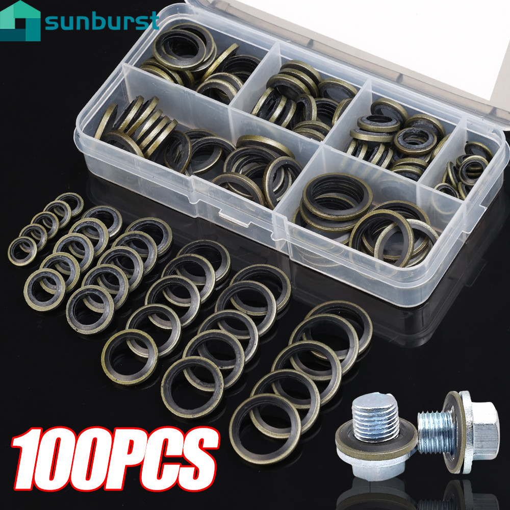 100ชิ้น โอ แหวนน้ํามันท่อระบายน้ําปลั๊กปะเก็นชุด-อะไหล่เปลี่ยนอัตโนมัติอุปกรณ์เสริม-เปลี่ยนได้,ทนต่อการกัดกร่อน-แหวนเครื่องซักผ้ายางโลหะสากล-ปะเก็นปิดผนึกชุดการแบ่งประเภท