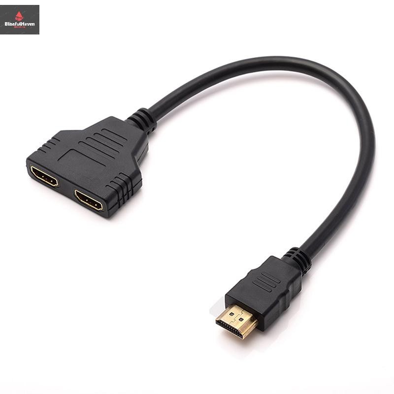 Cod HDMI 2 Dual Port Y Splitter 1080P HDMI v1.4 Male to Double Female Adapter Cable ใหม่