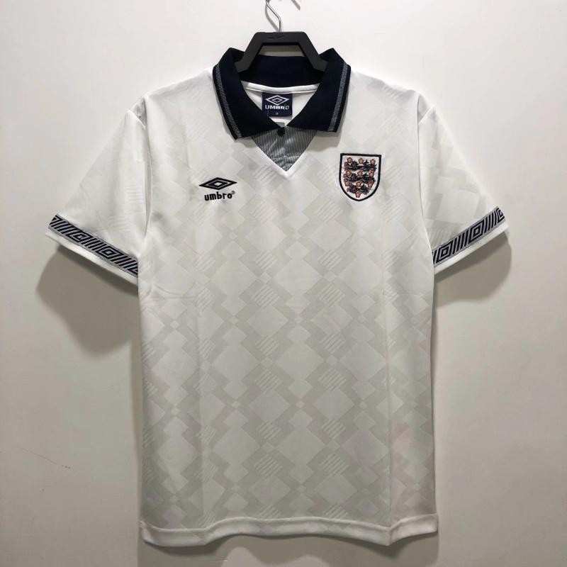 เสื้อกีฬาแขนสั้น ลายทีมชาติฟุตบอลอังกฤษ England 1990 ย้อนยุค แห้งเร็ว ไซซ์ S - XXL สําหรับผู้ชาย