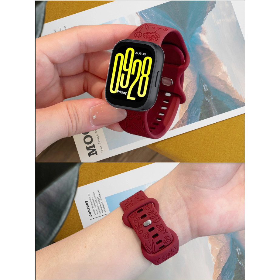 สายซิลิโคนแกะสลักดอกไม้สําหรับ Redmi Watch 5 Active Lite สมาร์ทวอท์ชสายรัดข้อมือ Redmi Watch5 Active สายรัดข้อมืออุปกรณ์เสริม