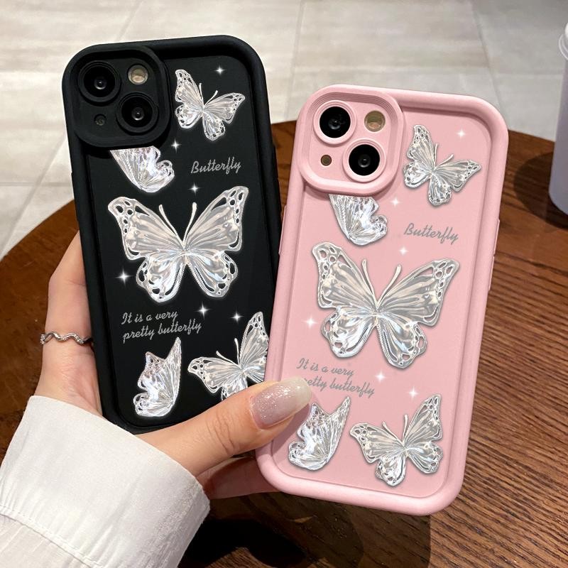 เหมาะสำหรับ Infinix Smart 5 6 Plus 7 HD 8 Pro กรณีโทรศัพท์มือถือป้องกันรอยขีดข่วนหลักฐานเคส Pretty Butterfly