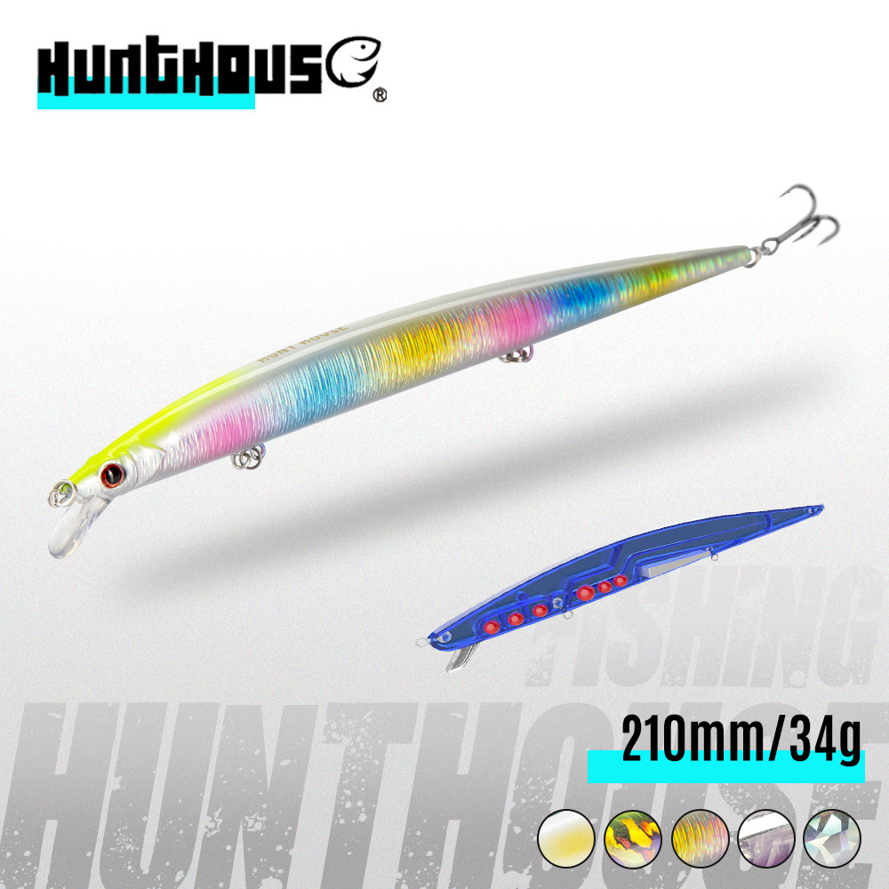 Hunthouse Minnow เหยื่อตกปลาลอย Spook Topwater Wobblers Hard เหยื่อ Jerk Long Casting 210 มม.34g สําหรับ Pike Bass ปลา Tackle