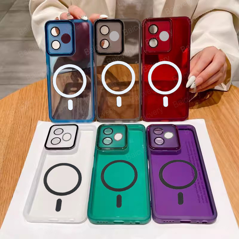 ปลอกสําหรับ OPPO A3 CPH2669 PKA110 A3X 5G CPH2681 CPH2641 A40 4G CPH2669 กล้องปกป้องสีสันพร้อมสติกเก