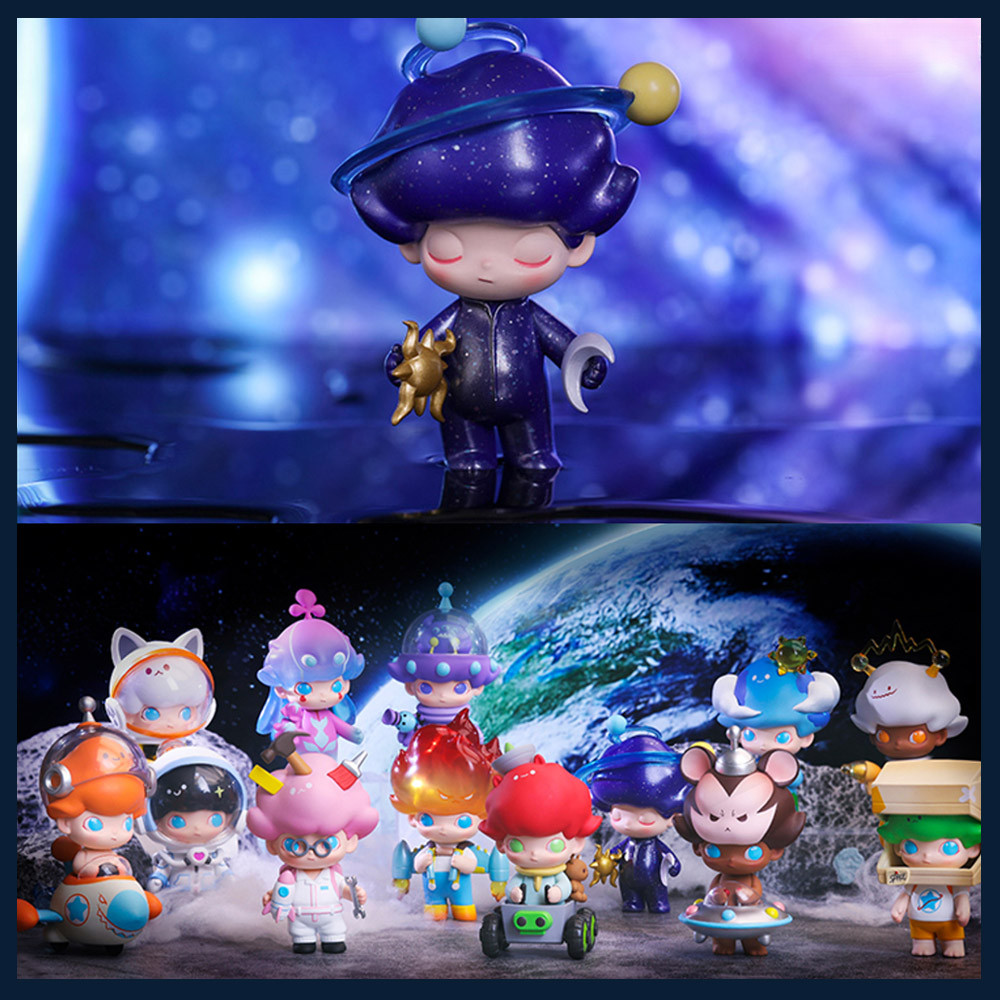 Popmart POPMART DIMOO Space Travel Series Mystery Box ของเล่นอินเทรนด์สาวน่ารักตุ๊กตาตกแต่งตกแต่งของขวัญ