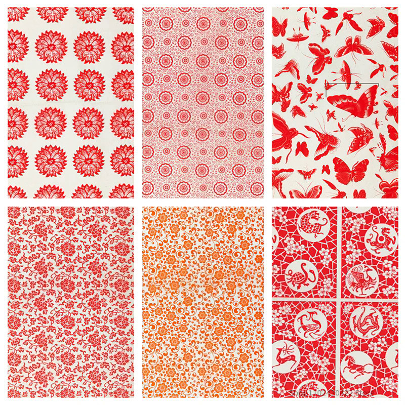 1PCS Pottery Underglaze Decal Paper flower/vine pattern Red/Colorful Transfer Paper Polymer Clay DIY