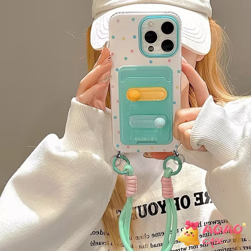 สร้อยข้อมือจุดมีสีสันสดใหม่ที่สร้างสรรค์ เคสiPhone 16 15 11 13 14 12 Pro Max XR 7Plus X XS Max 16 7 14 8 15 Plus SE 2020