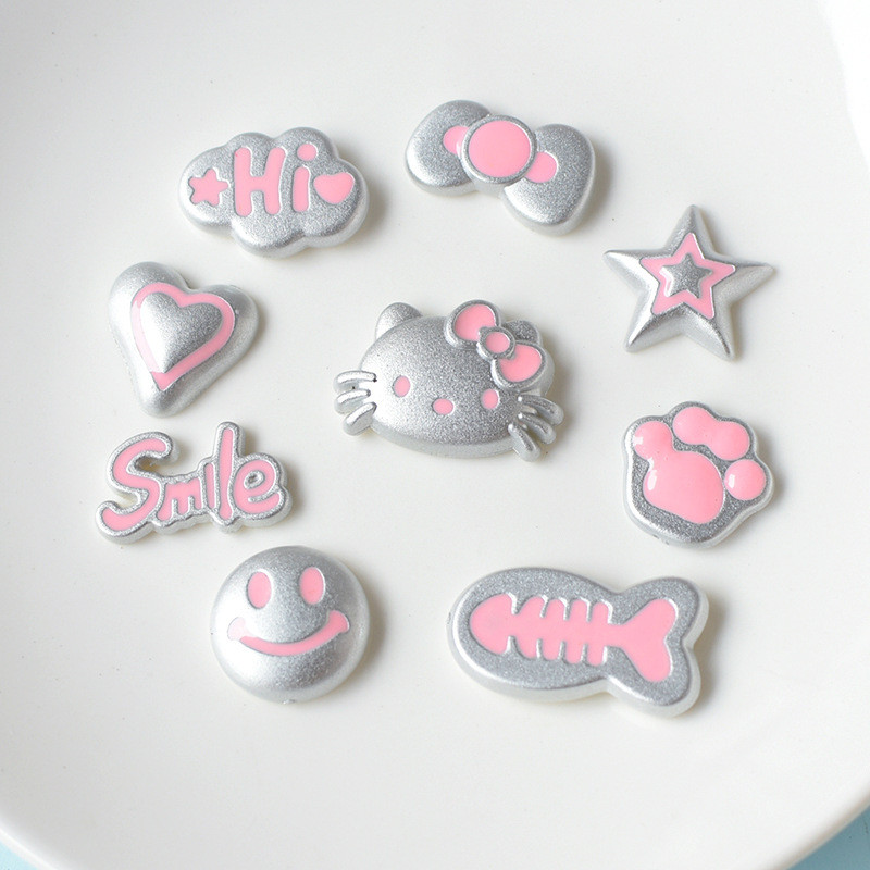 อุปกรณ์เรซิน DIY High-End เงินสีเทาสีชมพูแมว DIY ครีมกาว Handmade กิ๊บติดผมเคสโทรศัพท์รองเท้าหัวเข็มขัดอุปกรณ์เสริม