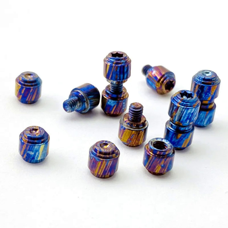 1/2/5Set Titanium Damascus Material Roasted Blue Fold Knife Thumb Stud Push Screws Button for Benchm