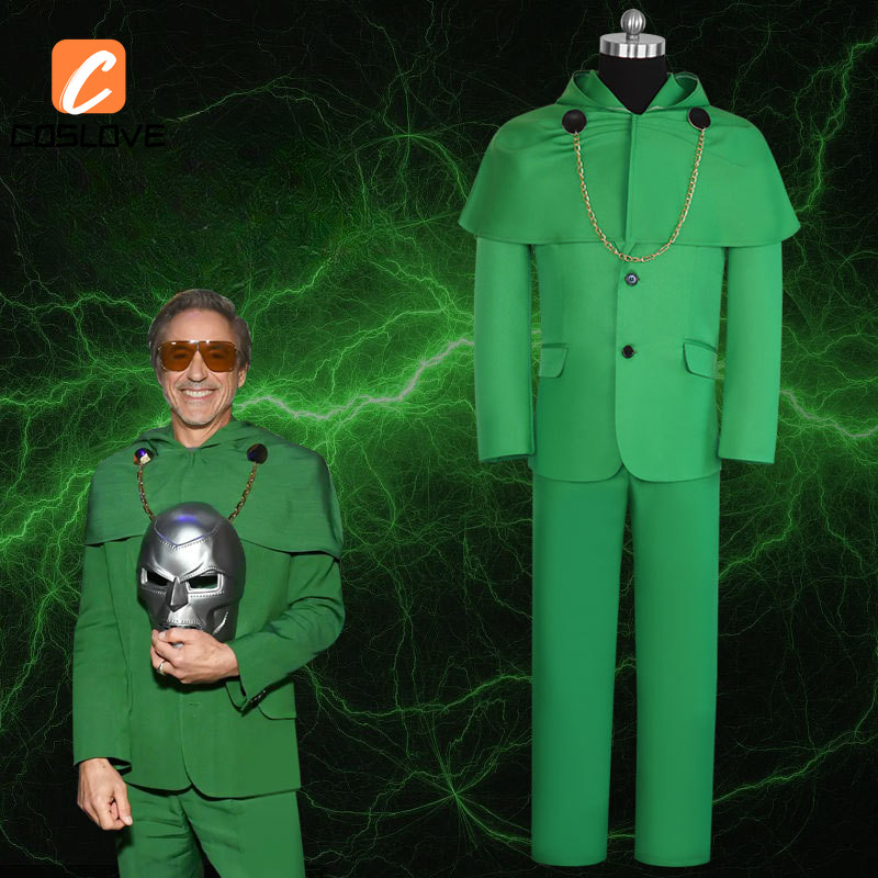 ภาพยนตร์ใหม่ Avengers Dr.Doom คอสเพลย์เสื้อผ้าชุดเครื่องแต่งกายสําหรับผู้ใหญ่สีเขียวชุดคอสเพลย์ Perf