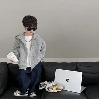 เสื้อเด็กผู้ชาย เด็กใหม่ฤดูใบไม้ผลิเสื้อผ้าสบายๆเสื้อกันหนาวหมวกกีฬาซิป