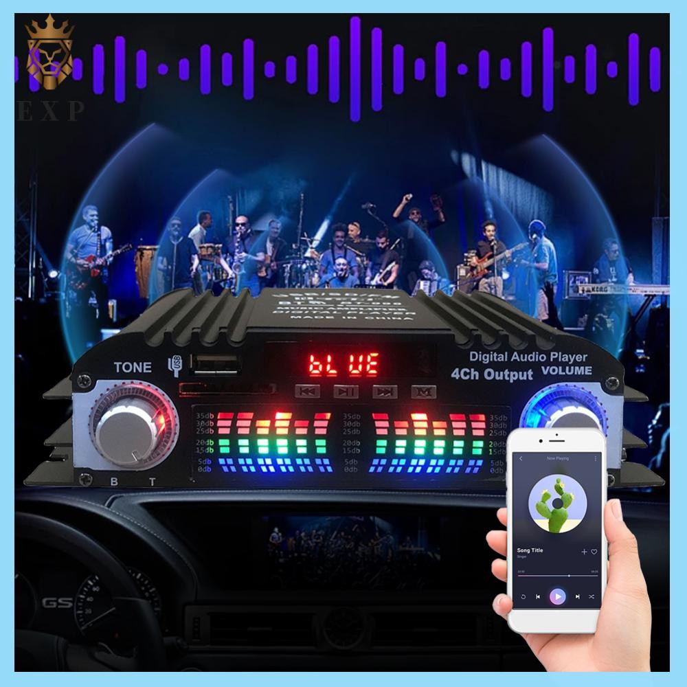 [explosion1.th] 1600w Peak HiFi Sound Amplifier FM USB Bluetooth-Compatible 4 Channel Audio AMP